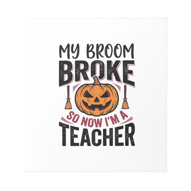 Bloc-note Drôle de professeur d'Halloween Balai cassé Vector (Devant)