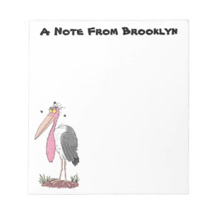 Bloc-note Drôle dessin animé de cigogne en marabou