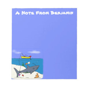 Bloc-note Drôle requin couché et dessin animé de pêche