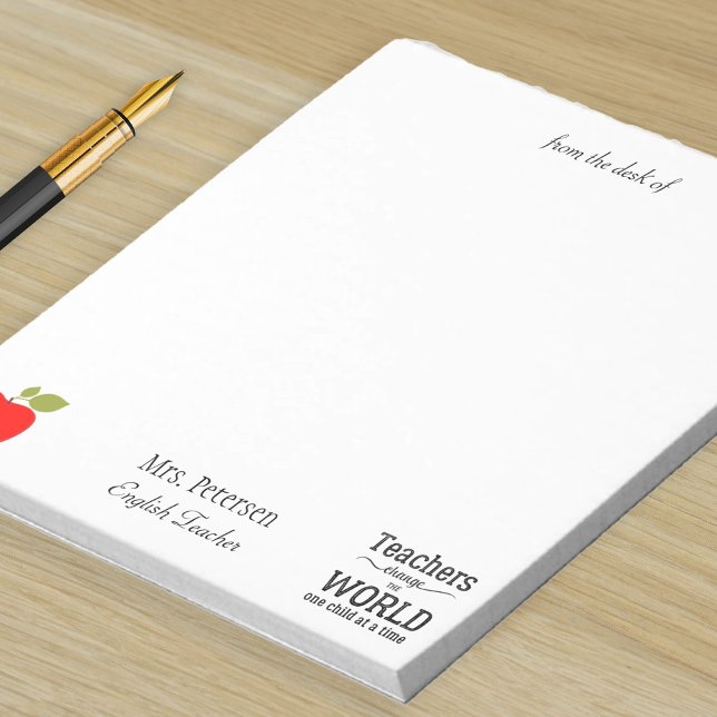 Bloc-note Du bureau de l'enseignant nom pomme rouge citation (Créateur téléchargé)