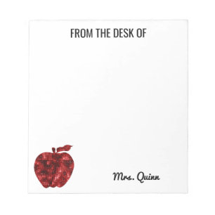 Bloc-note Du Bureau de l'enseignant Rouge Sequin Apple Simpl