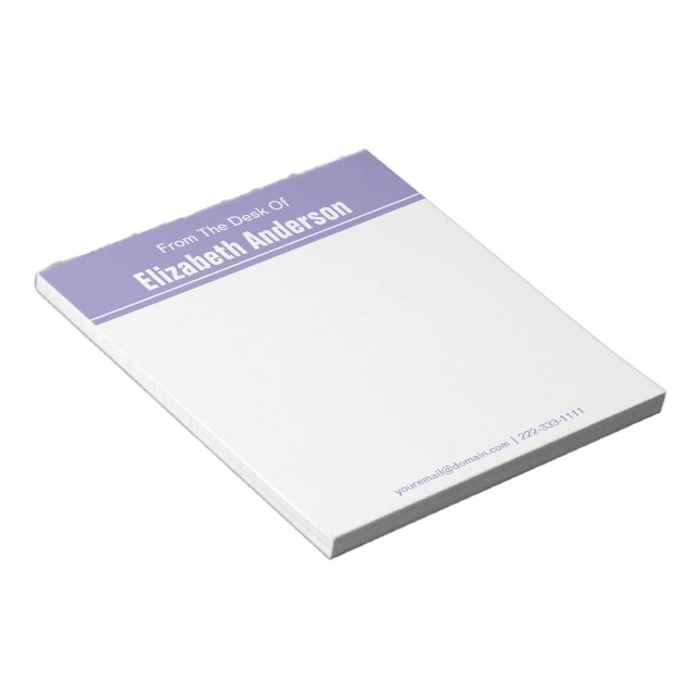 Bloc-note Du bureau de violet pâle et blanc (Incliné)