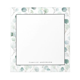 Bloc-note Dusty Blue Eucalyptus Leaves Pattern Personalized