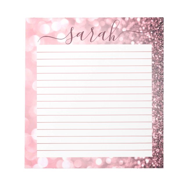 Bloc-note Dusty rose Parties scintillant lin personnalisé (Devant)