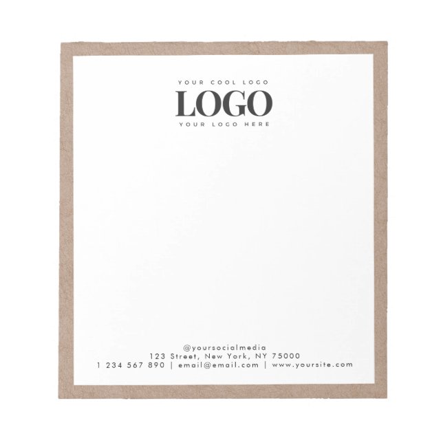 Bloc-note Earthy Kraft Ajouter votre rectangle de logo comme (Devant)