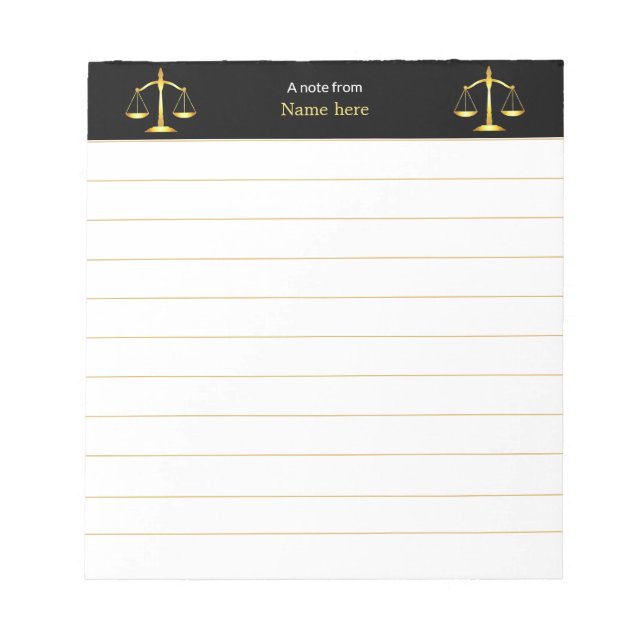 Bloc-note Échelles élégantes de justice alignées (Devant)