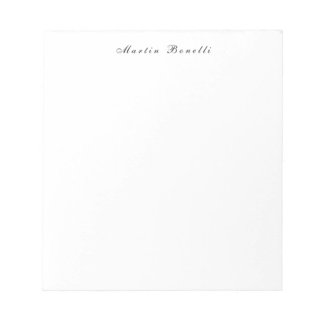 Bloc-note Écriture calligraphique simple noire et blanche (Devant)