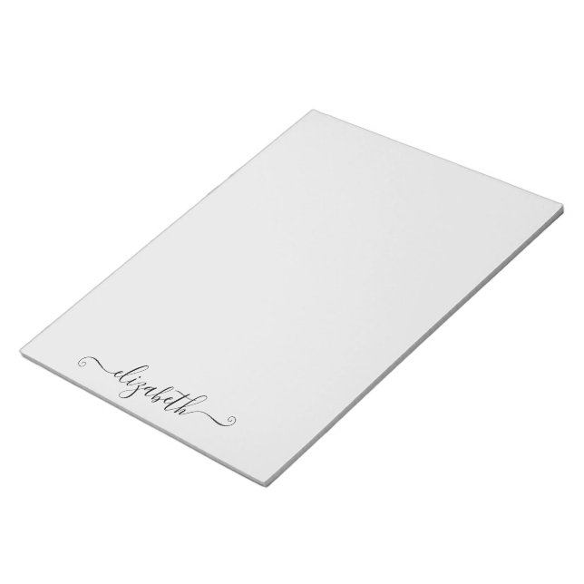 Bloc-note Écriture élégante personnalisée gris clair (Incliné)