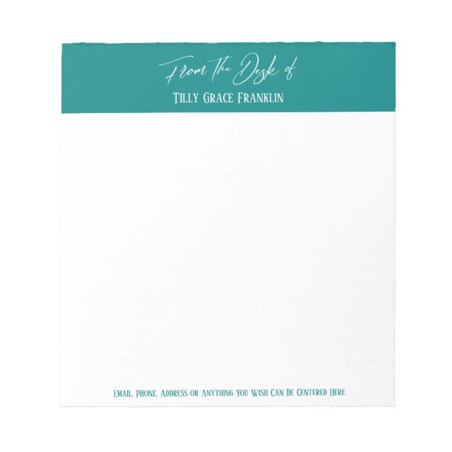 Bloc-note Écriture manuscrite du bureau de Bright Turquoise (Devant)