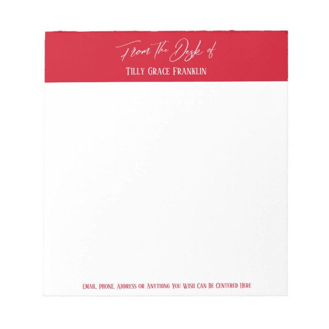 Bloc-note Écriture manuscrite du bureau de Cherry Red (Devant)