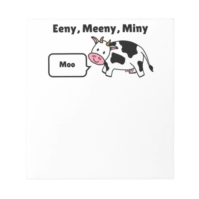 Bloc-note Eeny, Meeny, Miny, Moo Cow (Devant)