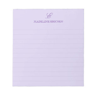 Bloc-note Élégance Simple Monogramme Ligné Violet