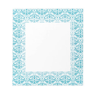 Bloc-note Elégant Aqua bleu Turquoise Calligraphique Damask