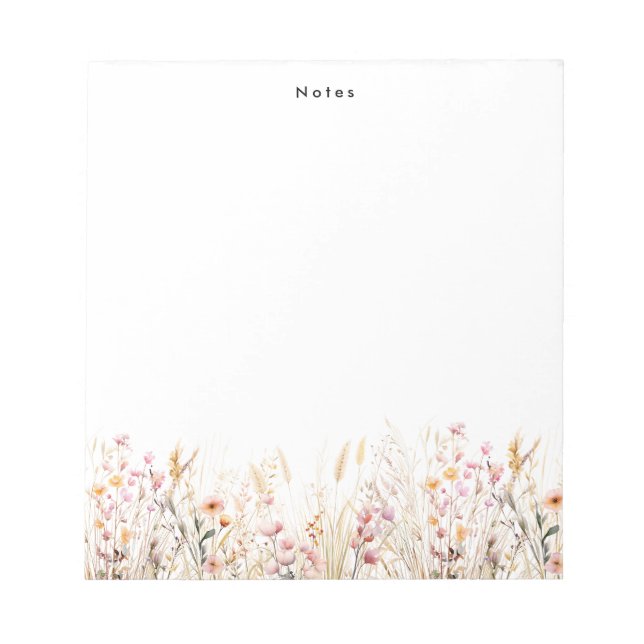 Bloc-note Élégant aquarelle bohème floral personnalisé  (Devant)