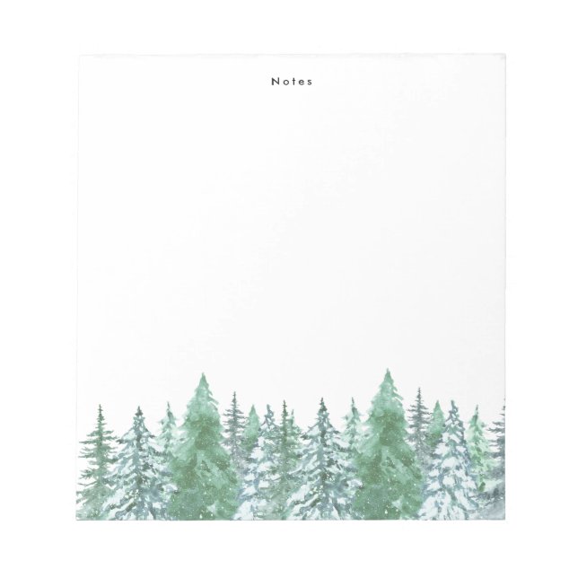 Bloc-note Elégant aquarelle Pins d'hiver Personnalisé (Devant)