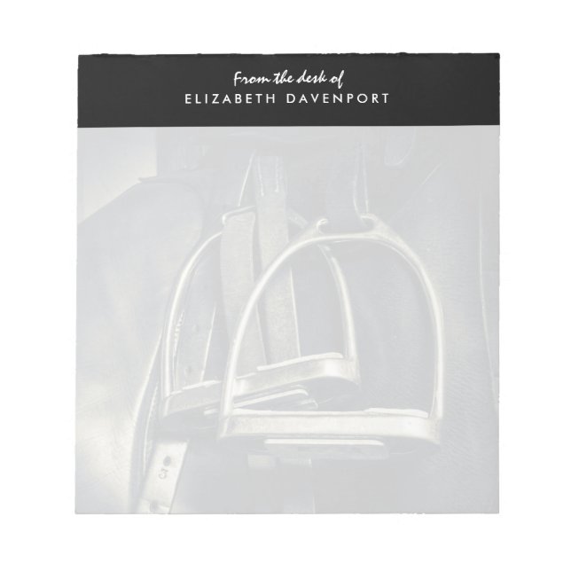 Bloc-note Élégant bâton d'argent sur selle d'équitation angl (Devant)