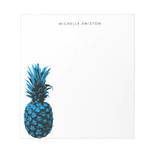 Bloc-note Élégant bleu blanc ananas personnalisé