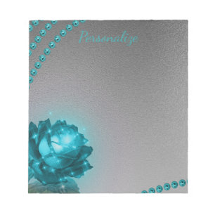 Bloc-note Elégant bleu romantique cristal Rose perles