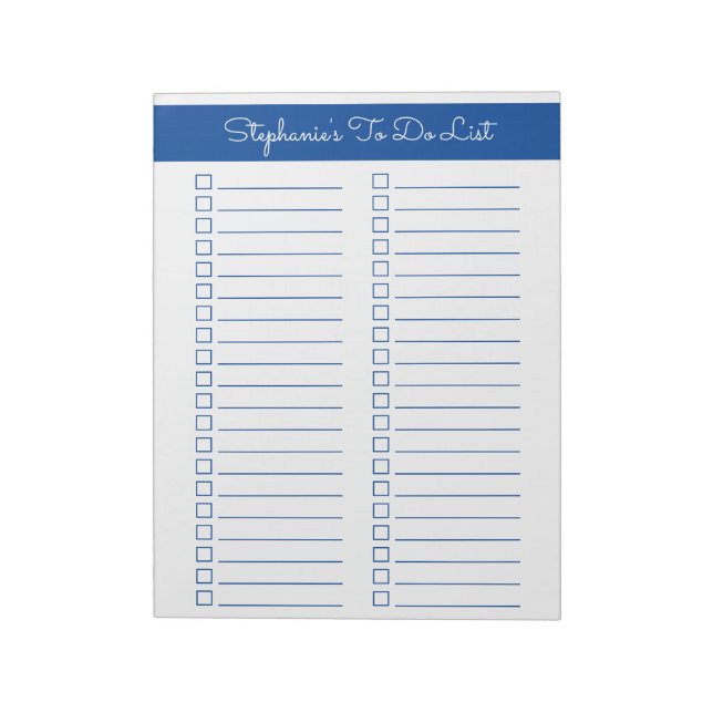 Bloc-note Elegant Blue 8.5x11 Two Column Checklist (Tourné)