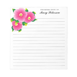 Bloc-note Elegant Blush Watercolor Flowers Personalized