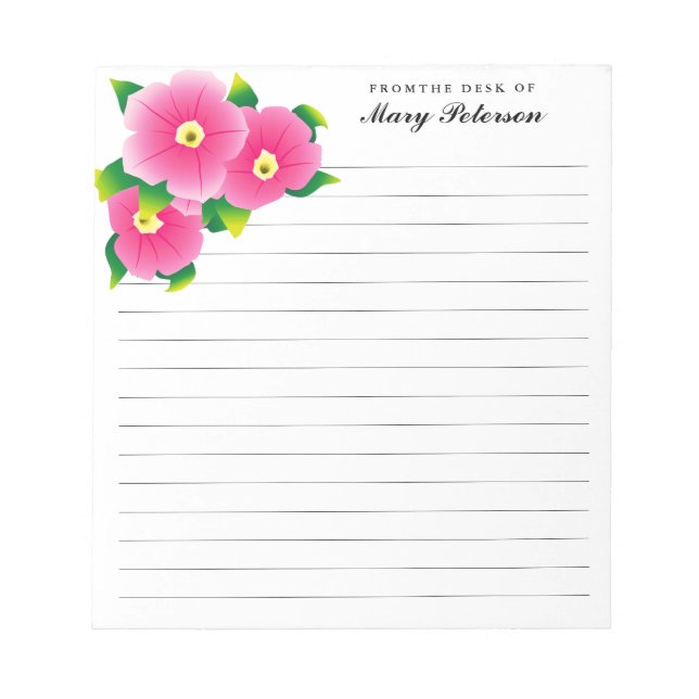 Bloc-note Elegant Blush Watercolor Flowers Personalized (Devant)