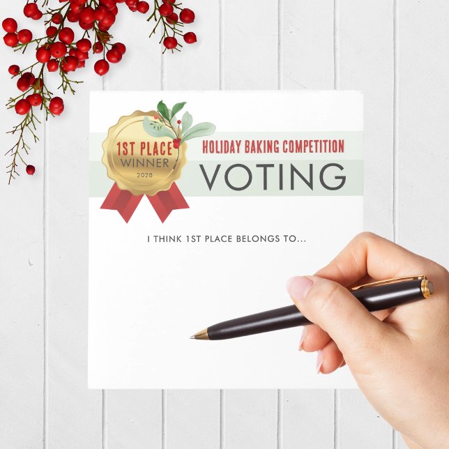 Bloc-note Élégant concours de vacances Voting Notepad Pack d (Holiday Contest Voting Notepad Pack of 40 for Christmas Cookie, Ugly Sweater and Baking Competitions)