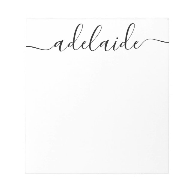 Bloc-note Élégant Design moderne chic Script noir blanc Mono (Devant)