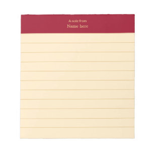 Bloc-note Élégant en-tête Maroon lié