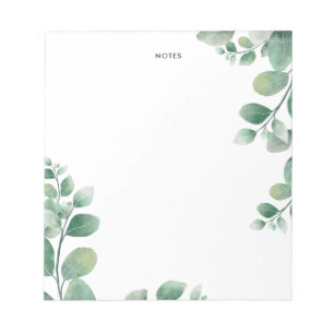 Bloc-note Elégant Feuilles de branche Eucalyptus aquarelle
