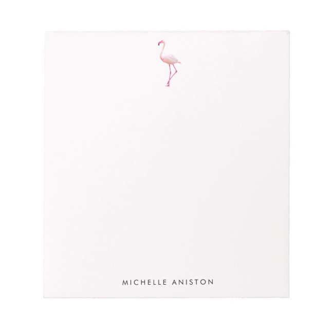 Bloc-note Elégant Flamant rose blanc rose personnalisé (Devant)