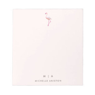 Bloc-note Élégant Flamant rose or Rose Monogramme personna