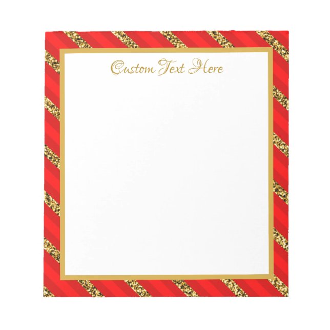 Bloc-note Elégant Glam Red Gold Parties scintillant Stripes  (Devant)