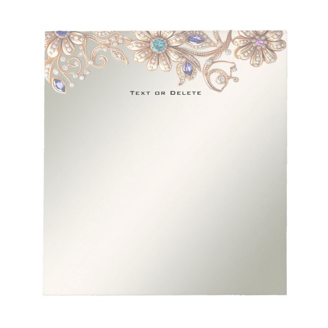 Bloc-note Elegant Gold Jewel Flowers Notepad (Devant)