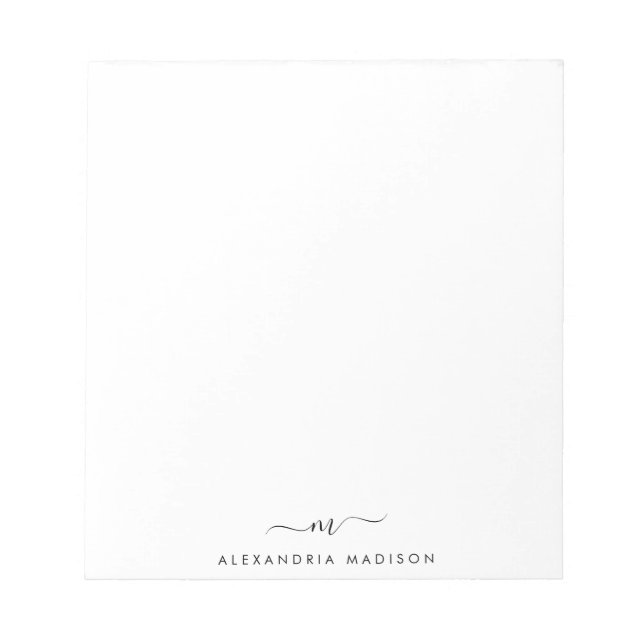 Bloc-note Élégant mignon stylé Monogramme de script Girly In (Devant)