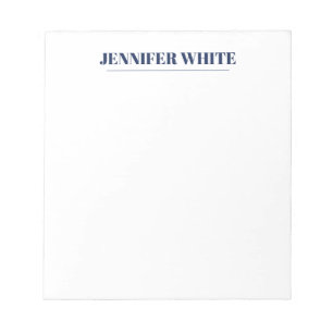 Bloc-note Élégant minimaliste bleu et blanc rétro simple