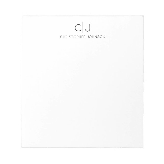Bloc-note Élégant Moderne Chic Simple Noir De Base Monogramm (Devant)