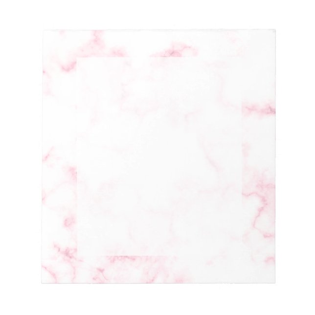 Bloc-note élégant moderne pastel rose et blanc faux marbre (Devant)