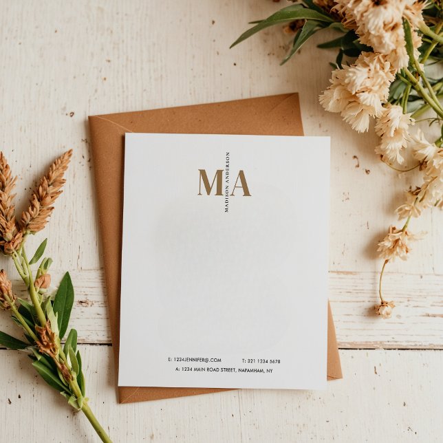 Bloc-note Élégant Monogram Black Gold Nom Entreprise (Créateur téléchargé)