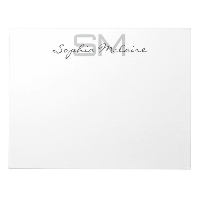 Bloc-note Elegant Monogram Notepad with Personalized Script  (Devant)