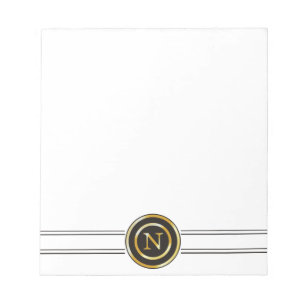 Bloc-note Élégant Monogramme Or N