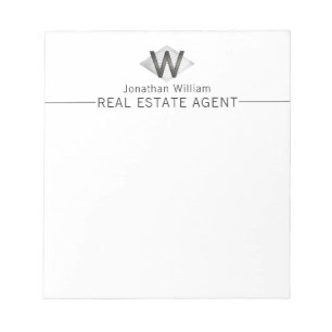 Bloc-note Élégant noir argent élégant Monogramme personnalis
