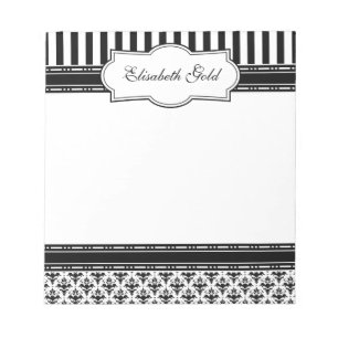 Bloc-note Élégant noir et blanc classique Damask