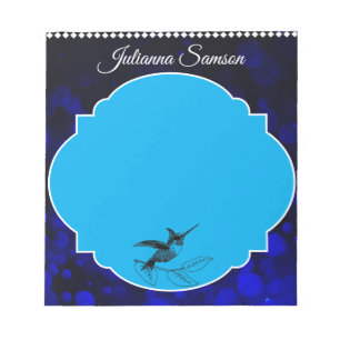 Bloc-note Élégant Oiseau Mignon Bleu Marine Simple Minimalis