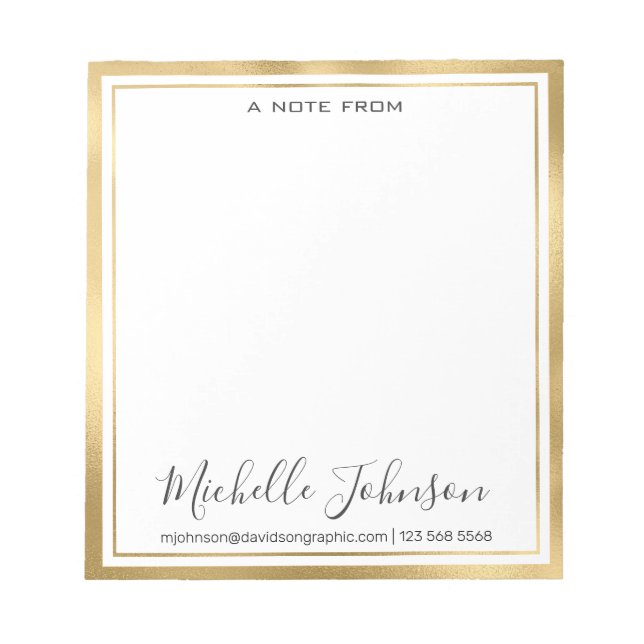 Bloc-note Elegant Personalized | From The Desk Of (Devant)