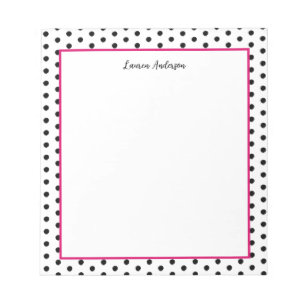 Bloc-note Élégant pois noir et blanc 