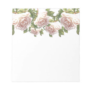 Bloc-note Elégant rose à fleurs blanc peachy orange foncé