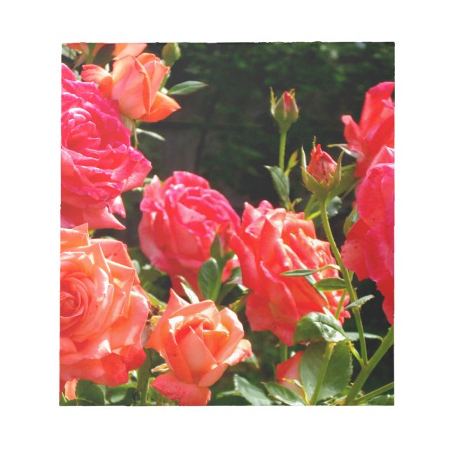 Bloc-note Élégant rose à fleurs rose oranger (Devant)