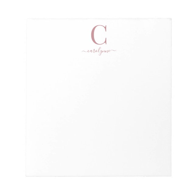 Bloc-note Élégant Rose Gold Rose Monogramme Script (Devant)