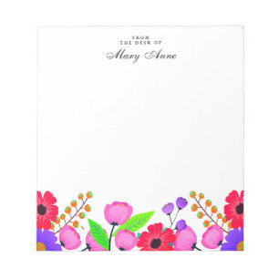 Bloc-note Elégant rose rouge & violet Fleurs Personnalisées