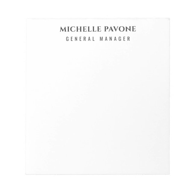 Bloc-note Élégant Simple Professionnel Noir & Blanc (Devant)